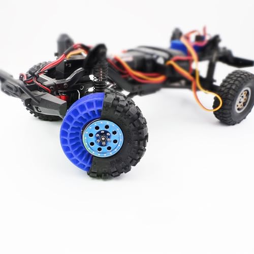 1.0" 57 * 25mm Muddy Swamp Tires & Silicone Rubber Inserts Combo(Blue) | Super Large Soft 1.0 Inch Tire,Blue Silicone Rubber Inserts, for TRX4M SCX24 1/18 1/24 RC Crawler Car Upgrade,Strong Grip - color: With Blue Sillicon Insert