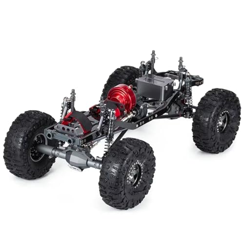 Compatible with SCX10 1/10 RC Crawler for Chassis Set with Carbon Fiber Rails Metal Brace Skid Plate Adjustable Shock Mount Battery Tray RC Accessories(Black) - color: Black