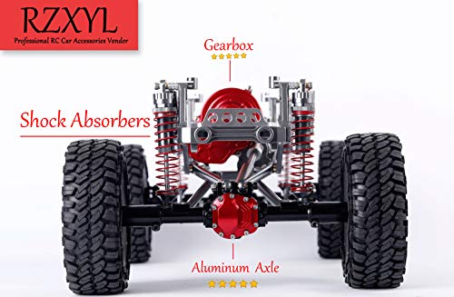1/10 RC Car Transmission Case Gearbox with Gear Full Alloy Assembled for SCX10 SCX10 II 90047 RC Crawler Car (Titanium) - color: Red