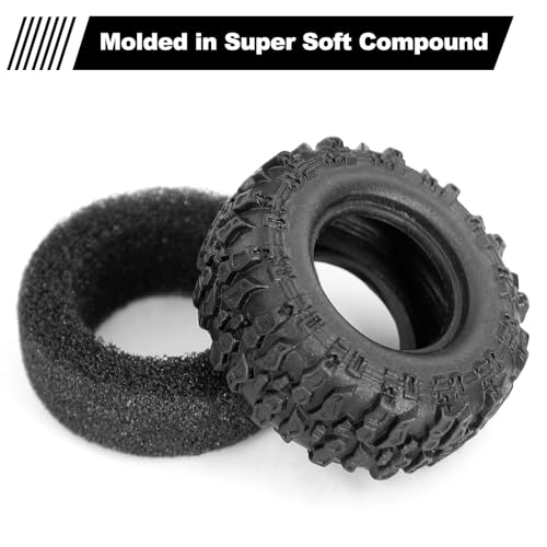 OGRC 0.7" RC Tires All Terrain RC Crawler Tires 36 * 14mm for SCX30 | Sticky Compound Rubber, for Axial SCX30 1/30 RC Carwler Car