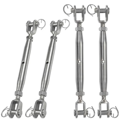4 PCS 1/4" (M6) 304 Stainless Steel Turnbuckle, Heavy Duty Turnbuckles Closed Body Jaw and Jaw Turnbuckles for Cables Wire Rope Tension, Shade Sail, Industrial Grade Rigging Screw - size: 4PCS-M6-UU