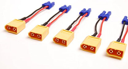Lot (5) Male XT60 XT-60 to Female EC 2 Converter Adapter 20AWG 5cm Wire fr RC