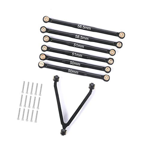 Aluminum Alloy Suspension Rod Links Set for Axial SCX24 C10 1/24 RC Crawler Car Upgrade Parts (Black) - color: Black