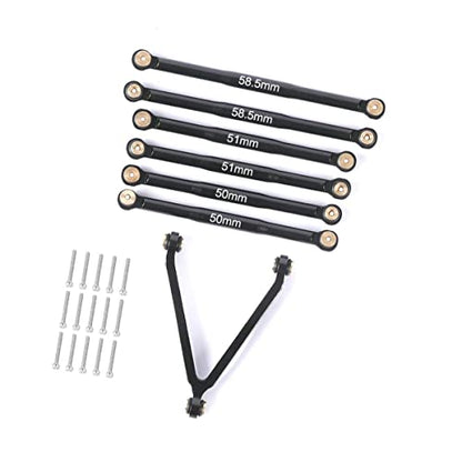 Aluminum Alloy Suspension Rod Links Set for Axial SCX24 C10 1/24 RC Crawler Car Upgrade Parts (Black) - color: Black