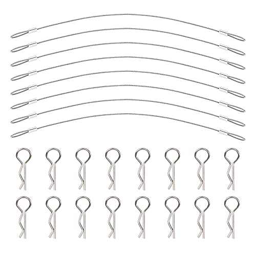 8Pack ShareGoo Metal Clip R Pin Rod with Steel Anti-Lost Rope RC Body Shell Clip Wire Compatible with 1/8 1/10 Traxxas HSP Arrma Axial Redcat Tamiya HPI RC Car Truck Crawler (Silver) - color: Silver