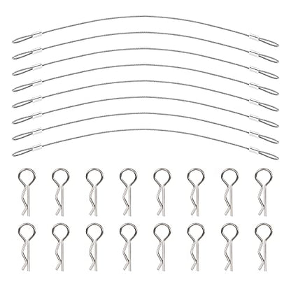 8Pack ShareGoo Metal Clip R Pin Rod with Steel Anti-Lost Rope RC Body Shell Clip Wire Compatible with 1/8 1/10 Traxxas HSP Arrma Axial Redcat Tamiya HPI RC Car Truck Crawler (Silver) - color: Silver