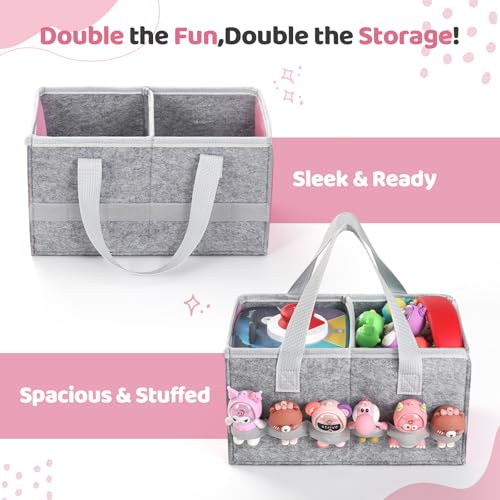 Carrying Case for Toniebox Starter Set and Tonies Figurines, Travel Felt Cloth Musical Toy Folding Bag for Toniebox 2 & Accessories (Pink) - color: Pink