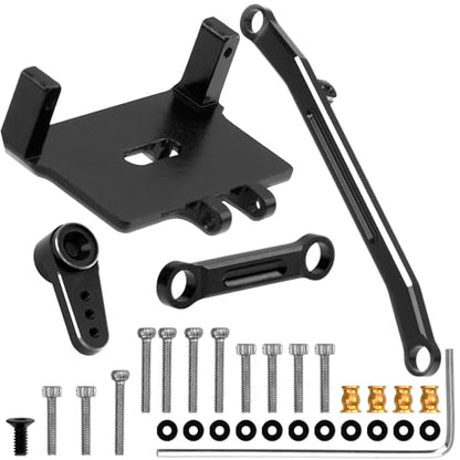 ShareGoo Aluminum Servo Mount Servo Horn w/Steering Link Set Upgrade Parts Compatible with Emax ES08MA II Servos Axial SCX24 1/24 RC Crawler (Black) - color: Black