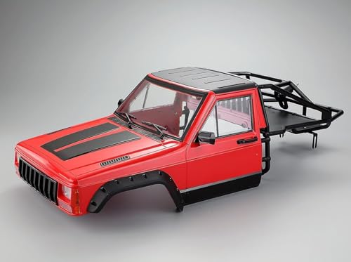 Hard Plastic RC Crawler Body Cab & Back-Half Cage Body Car Shell Upgrades Part for 1/10 RC Crawler Car for Axial SCX10 II 90046 TRX4 Redcat GEN8(Red) - color: Red