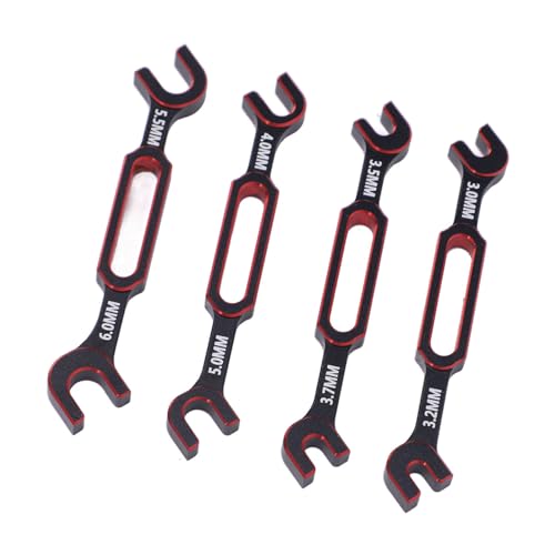 Matybobe RC Wrench Universal Repair Tool Turnbuckle Nut Ball Joint Remover 8PCS Aluminum Alloy for RC Car Boat Drone (Red) - color: Red