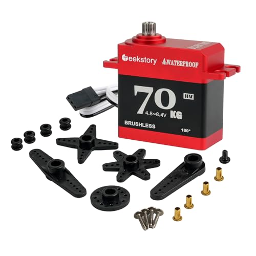 70KG Brushless Servo Waterproof High Torque RC Digital Servo Waterproof All-Metal Gear 180 Degree Controllable 4.8~8.4V Steering Servo for 1:8 1:10 RC Car Helicopter Airplane and Buggy Car