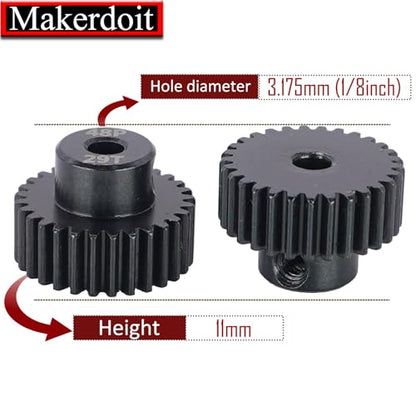 48p Pitch Pinion Gear Set 3.175mm 29T 30T 31T 32T 33T Hardened Steel fit 1/8 inch Shaft RC Car