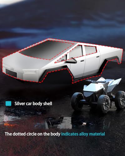 1/18 Cybertruck Style Pickup Hard Body for TRX4M Includes Front & Rear Bumpers, RC Crawler Body Shell Upgrade - color: Silver