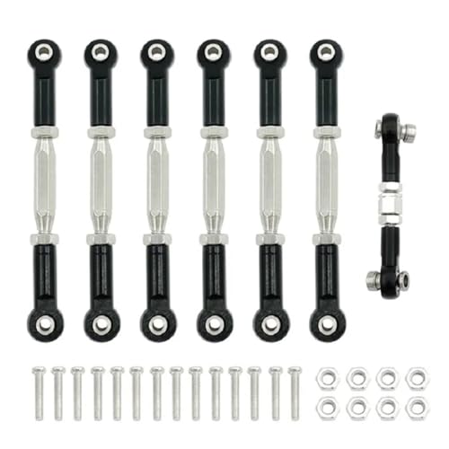 Metal Turnbuckle Camber Link Rod Linkage Kit Compatible with 1/10 RC Car Compatible with 4X4 VXL 2WD Upgrade Parts(Black) - color: Black