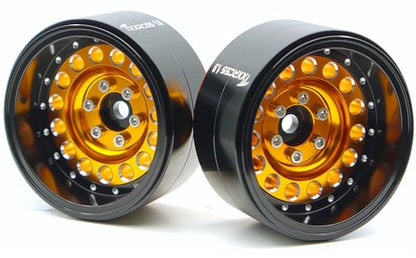 RC 1.9 Inch Beadlock Wheels Negative Offsets 10mm Rims Hex 12mm Aluminum Wheel for TRX4 TRX6 SCX10 Gen8 1/10 RC Crawler Remote Control Car Upgrades Accessories 4pcs (Golden) YK1906 - color: Golden