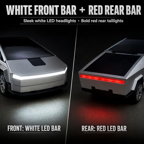 2.4GHz RC Cyber Pickup, Transforming Robot Stunt Car | ABS shell, rubber tires, 360° spin, one‑key deformation, auto demo, white front & red rear LED bar, 2 rechargeable batteries - color: Silver - Cyber