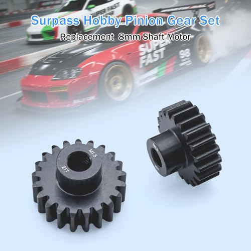 M1.5 Pinion Gear 18T 19T 20T 21T 8mm Shaft Steel Motor Gear Set for 1/5 1/6 1/7 1/8 1/10 Tra-xxas Arrma HSP HPI AXIAL LOSI RC Car Brushed Brushless Motor - size: 18T 19T 20T 21T