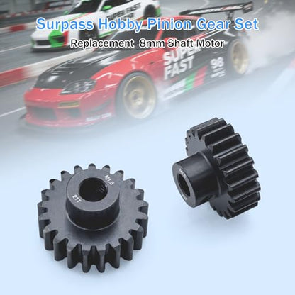 M1.5 Pinion Gear 18T 19T 20T 21T 8mm Shaft Steel Motor Gear Set for 1/5 1/6 1/7 1/8 1/10 Tra-xxas Arrma HSP HPI AXIAL LOSI RC Car Brushed Brushless Motor - size: 18T 19T 20T 21T