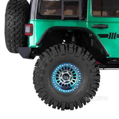 Aluminum RC 1.9 Wheel Tires for 1/10 SCX10 SCX10 II 90046 SCX10 III AXI03007 SCX10 Pro TRX4 TRX6 Gen7/8 D90 VS4-10 MST CFX RC Crawler Car,4pcs RC 1.9 Beadlock Wheel,Titanium - color: Titanium - (Colorful Tires)
