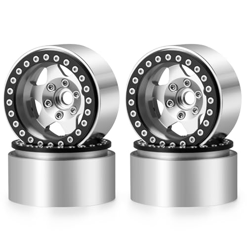 4PCS Aluminum 1.9" Beadlock Wheels Rims Upgrades for Axial SCX10 II III,TRX4 1/10 RC Crawler Car Accessories Parts (Silver) | 1/10 RC Crawler Car Accessories Parts - color: Silver