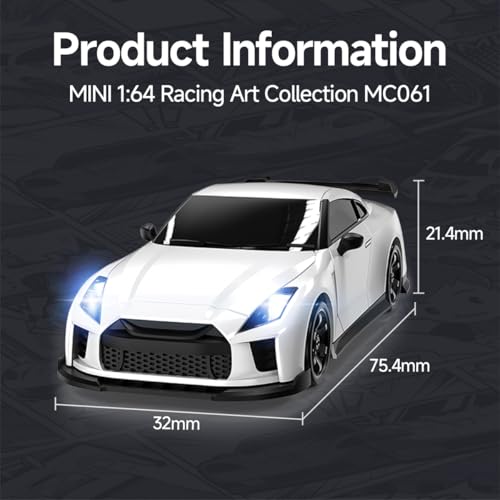 1/64 Scale Drift RC Car - 2.4GHz Half-Scale Remote Control 4WD High-Speed Mini Remote Control Car with Racing Lights (Blue) - color: Blue