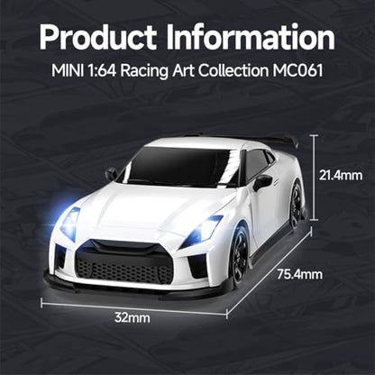 1/64 Scale RC Drift Car - 2.4GHz Half-Scale Remote Control 4WD High-Speed Mini Remote Control Car with Racing Lights (White) - color: White