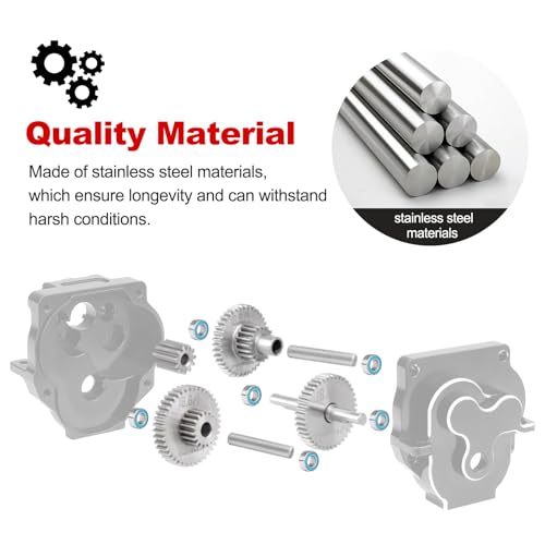 Transmission Gear Set Stainless Steel High Speed Diff Gear for Traxxas TRX4M TRX4MT 1/18 RC Crawler Upgrades (16.6:1) - size: 16.6:1