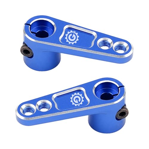 2PCS TGCWENG CNC Aluminum Alloy 25T Servo Horn 25 Teeth Steering Arm Horn Suitable with Losi Tamiya HPI HSP Redcat Axila SCX10 90046 TRX4 Etc 1/10 RC Crawler car (Blue) - color: Blue