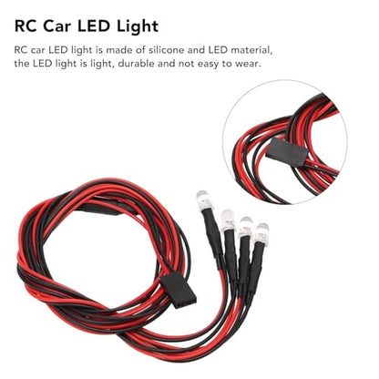 HERCHR 5PCS RC LED Light Kit, 5mm Headlights/Taillight Kit (2 White 2 red) for Hsp, Redcat, Axial, Scx10, D90, Hpi RC Cars Crawler Light Accessories
