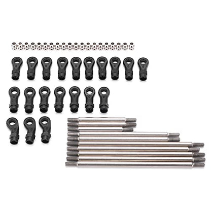 Jiawu 10Pcs Pull Rod Link Linkage, 324mm Wheelbase Link Rod, Links Tie Rods Pull Rods with End Ball Set for 1/10 RC 820564 820064 Crawler Car