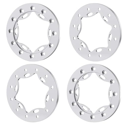 4PCS/1Set Aluminum 1.55" RC Beadlock Ring for AXIAL UTB18 D90 TF2 CC01 AX90069 MST JIMNY 1/10 RC Crawler Truck Car Wheels (Silver) - color: Silver
