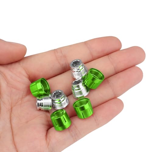 HobbyPark 1.9/2.2 Beadlock Wheel Nuts Locknuts – Aluminum Locking Nuts for 1/10 RC Crawler Car, Fits for TRX4 SCX10 SCX10 II III AXI Capra Redcat Gen8 Gen7 RC4WD & More (Green) - color: Green