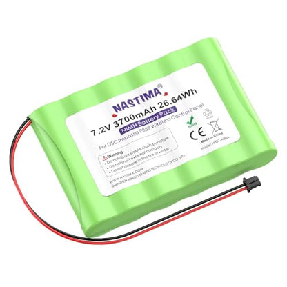 NASTIMA 7.2V NIMH Battery Replacement for ADT DSC IMPASSA 9057 | 3700mAh batterty replacement for SCW9055 SCW9057 BH7236-SS 17000145 17000152 Wireless Home Security System - size: Black 2 Prong