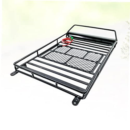 1Pc Car Luggage Carrier Roof Rack Storage Shelf with Light Bar Rc Crawler Accessory for Vehicles for Cargo Transport and Decoration
