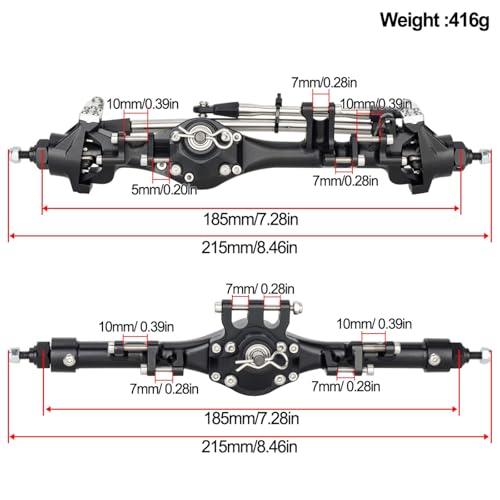 F10T Offset Straight Axle,CNC Machined Aluminum Front Rear Axle Set for VS4-10 SCX10 II Leaf Chassis 1/10 Scale RC Crawler Built (Silver) - color: Silver