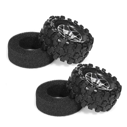 REDSPIDER 1.0 Beadlock Wheels and Tires Set（4pcs） 1.0 Crawler Tires 57 * 25mm Aluminum Alloy 1.0 Wheel 1/18 1/24 RC Crawler Tires for SCX24 TRX4M FMS FCX24 FCX18 AX24 (Black) - color: Black