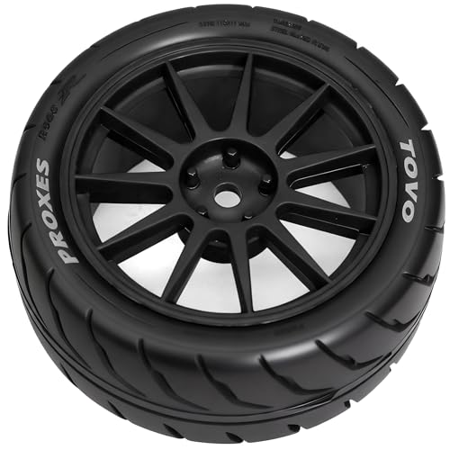 4PCS 1/10 RC Drift Racing Tires and Wheels 12mm Hex OD 2.56'' for 1:10 Scale Touring Street On Road Car Tamiya TT01 TT02 XV01 TA06 A959 PTG2 HPI KYOSHO HSP PTG2 Traxxa (Black) - color: Black