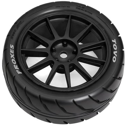 4PCS 1/10 RC Drift Racing Tires and Wheels 12mm Hex OD 2.56'' for 1:10 Scale Touring Street On Road Car Tamiya TT01 TT02 XV01 TA06 A959 PTG2 HPI KYOSHO HSP PTG2 Traxxa (Black) - color: Black