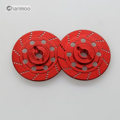 1/10 RC Aluminum Alloy 12mm Hex Drift Wheels Rim Tires Hub Brake Disc Compatible with 1/10 RC On Road Rally Touring Racing Street Car Traxxas Tamiya HSP HPI Redcat Racing 4PCS (Red) - color: Red