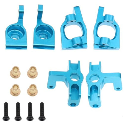 6PCS Metal Front Steering Cup&C seat&Rear Wheel hub Compatible with WLtoys Compatible with WLtoys 1/14 144010 144001 144002 1/12 124016 124017 124018 124019 RC Car Upgrade Parts (Blue) - color: Blue