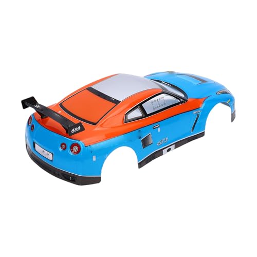 1/10 Scale RC Car Body Shell, Clear Polycarbonate 1.0mm Body with Rear Wing for 26cm Wheelbase Touring Cars (Blue Orange) - color: Blue Orange