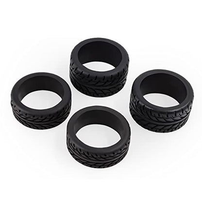 4Pcs 1/28 Rc Drift Car Tires, [2N+2W] High Grip Tires Simulated Tire Tread Racing Tyre for 1/28 Mosquito Cart MINI-Z MR03 IW04M AWD AMZ MINI-Q RC Car Upgrade Parts