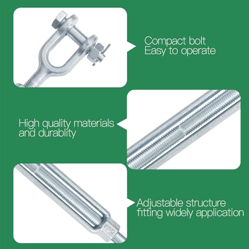 3/4" Jaw Jaw Turnbuckle Galvanized Jaw and Jaw Turnbuckle, Jaw Jaw Closed Body Marine Turnbuckle Jaw, 8000lbs Working Load Limit, Durable for Wire Rope Cable (3/4" x 9") - style: Jaw & Jaw-3/4 x 9