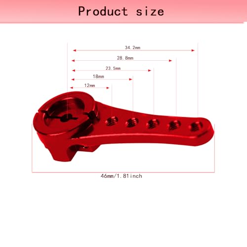 2Pcs Aluminum 25T Servo Horn Long Steering Servo Arm 46mm Length for DIY RC Car/Boat/AirplanesBoat Model Accessories with M2.5 Screws(Red)