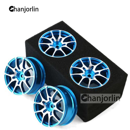 1/10 RC On Road Drift Wheels Rims Hex 12mm Metal Rally Racing Hubs for 1:10 Scale Touring Street Car Tires Tyres Tamiya TT01 TT02 HSP 2S 3S Brushless HPI KYOSHO XV02 XV01 4PCS (Blue) - color: Blue