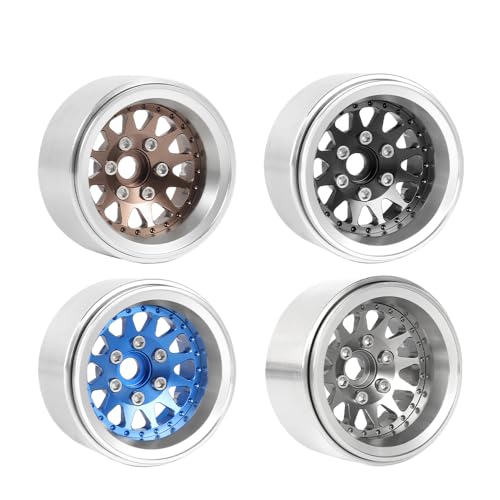 4PCS 1.9" Beadlock Wheel Rims Offset-10mm Aluminum Alloy Metal Wheel Hub for 1/10 RC Rock Crawler Car for Axial SCX10 TRX4 TRX6 D90 D110 Upgrade Accessories(12Holes-Bronze) - color: 12holes-bronze