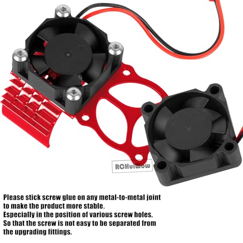 RC VXL-3s ESC Cooling Fan Heat Sink w/Dual Fan Heat Sink Upgrades Part for 1/10 Slash Rustler Stampede 4x4 VXL 4WD,High Velocity Fan Heatsink Hops Up,Red - color: Red(1set)