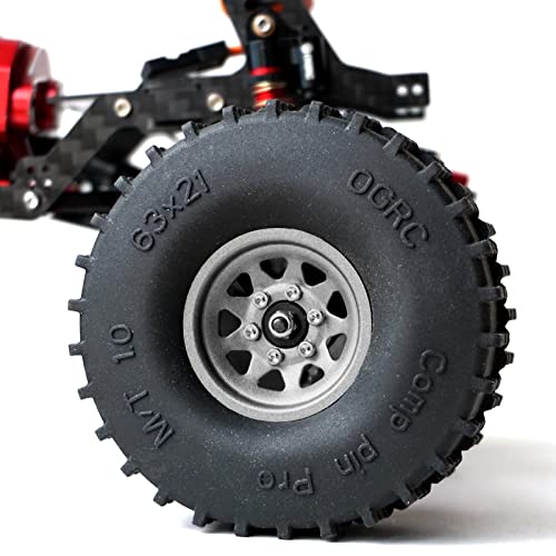 OGRC 1.0 RC Wheel Rims with Brass Rings Deep Dish Wheel Rims 1.0 Beadlock Wheels for 1/18 TRX4M 1/24 SCX24 C10 JLU Deadbolt Gladiator Bronco Crawler Car (Grey) - color: Grey