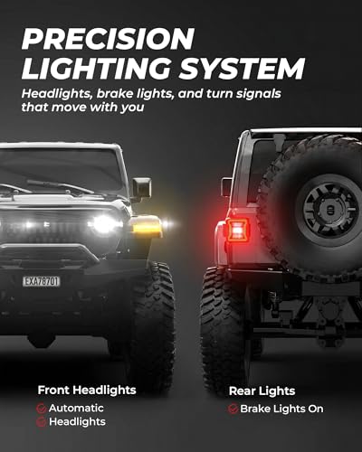 ARRIS RCX24 1/24 RC Rock Crawler 4WD Jeep Truck RTR | Two Batteries, LED Lights, Full Proportional Control, Mini Trail Adventure - color: Black