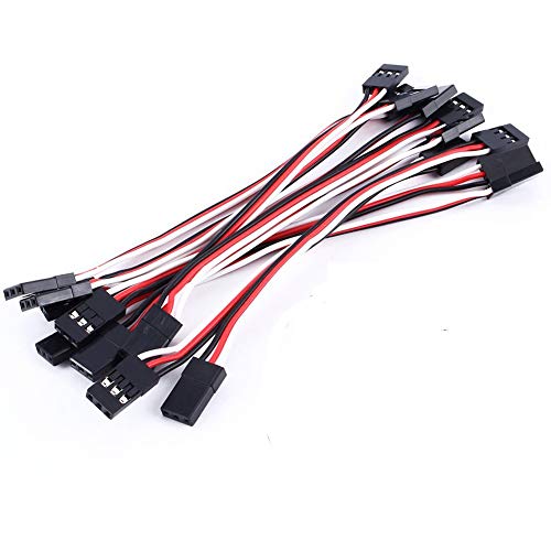 Servo Extension Cable Lead Wire 100mm 3.93 inch 3 Pin Cord Male to Male JR Plug for Futaba (Pack of 10PCS)